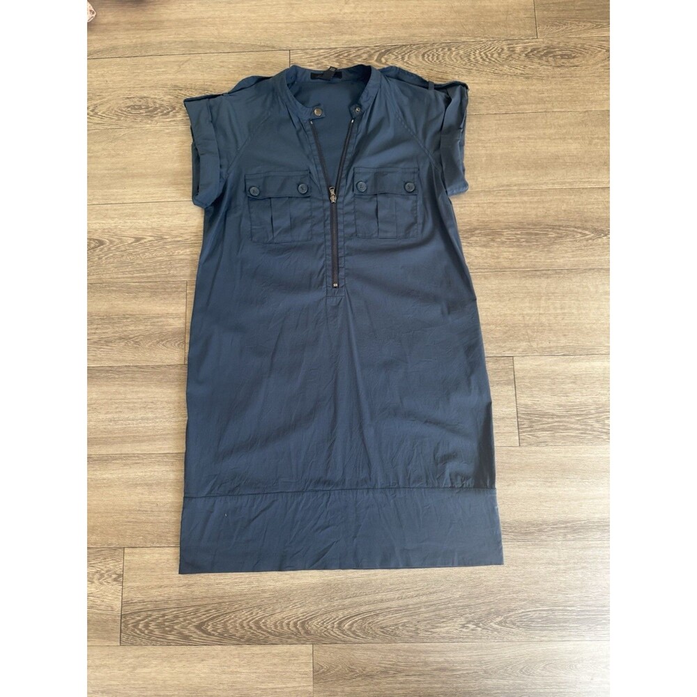Kenneth Cole Navy Cotton Blend Short Sleeve Office Half Zip Career Dress Size S - Picture 11 of 13
